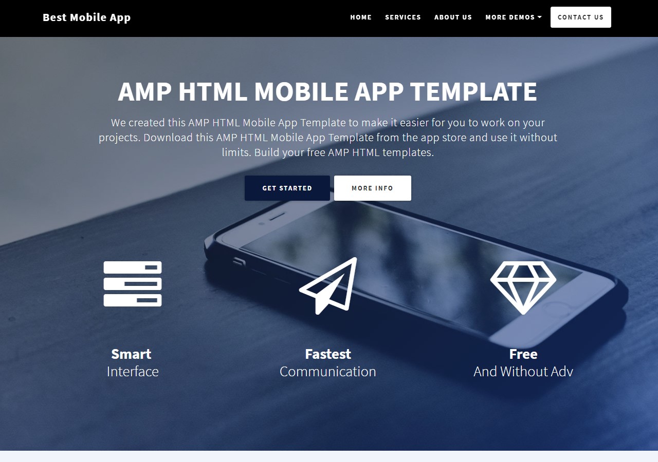 New Startup AMP HTML Mobile App Template