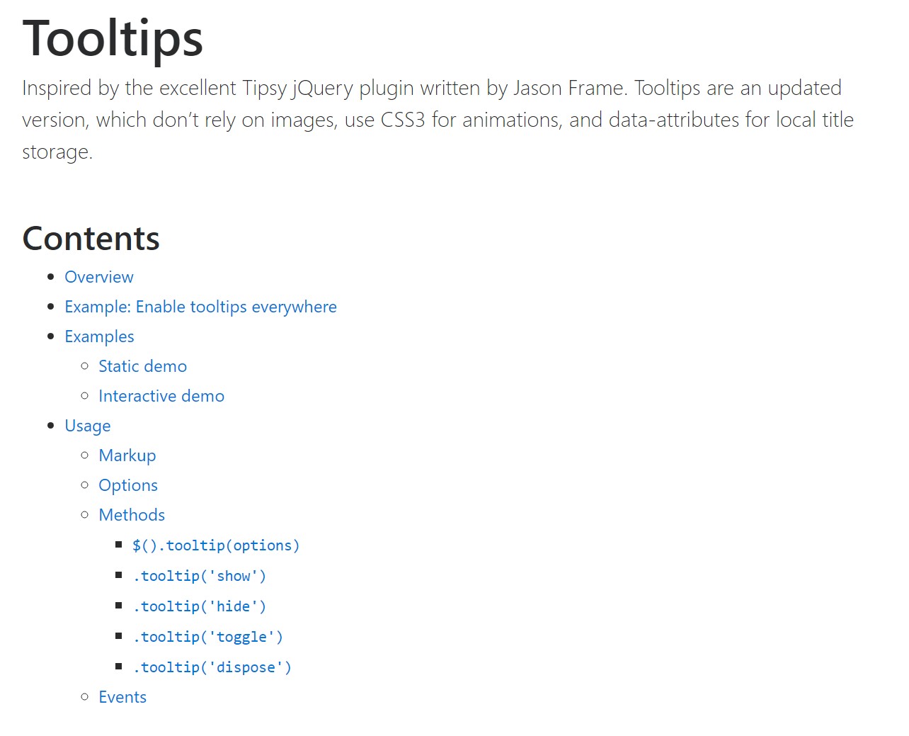 Bootstrap Tooltips official  records