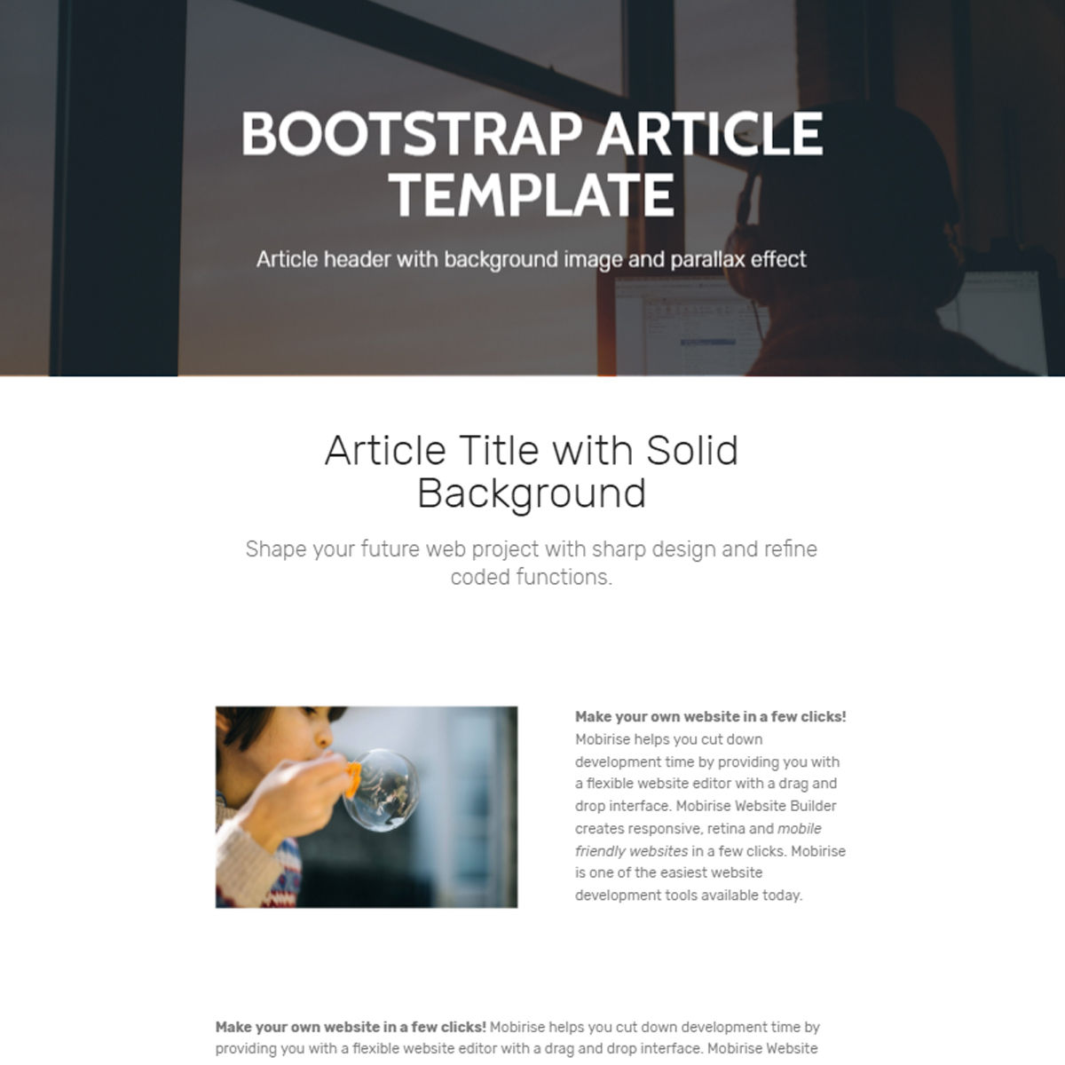 Mobile Bootstrap  Article  Templates