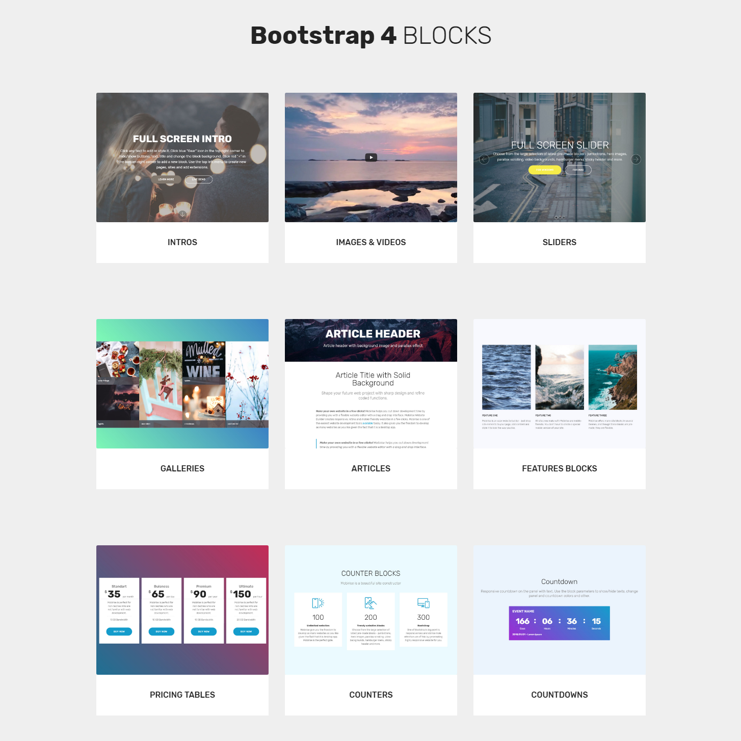Bootstrap 4 blocks