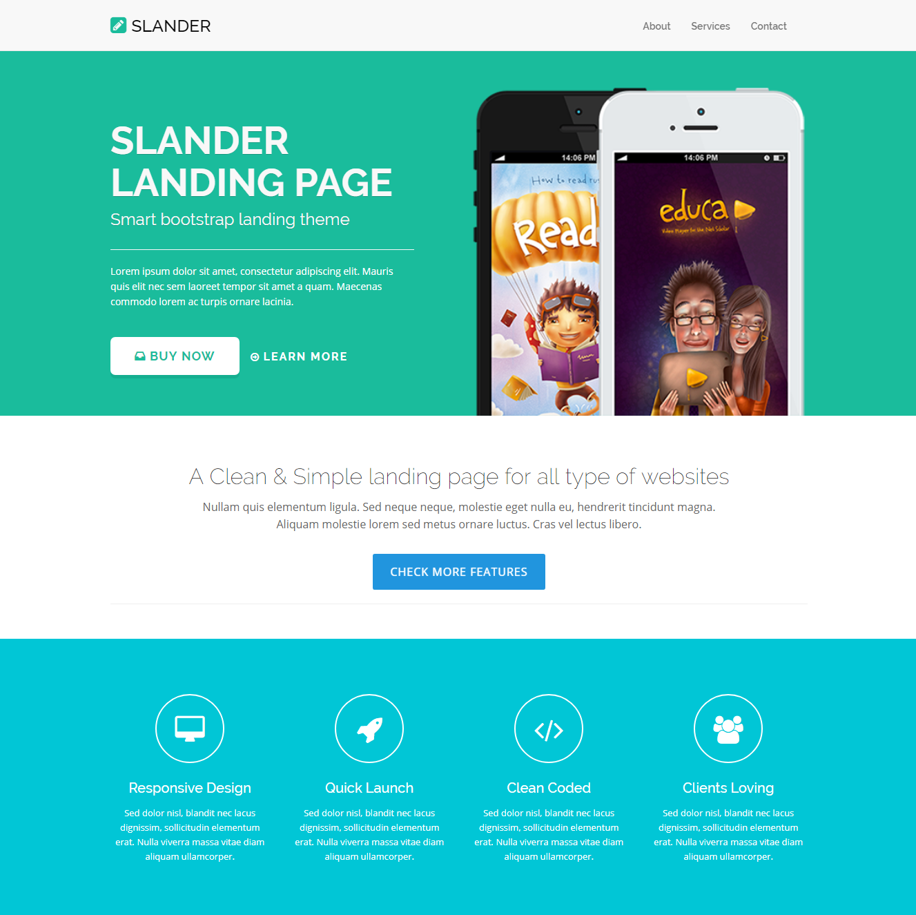 Slander Bootstrap Landing Page