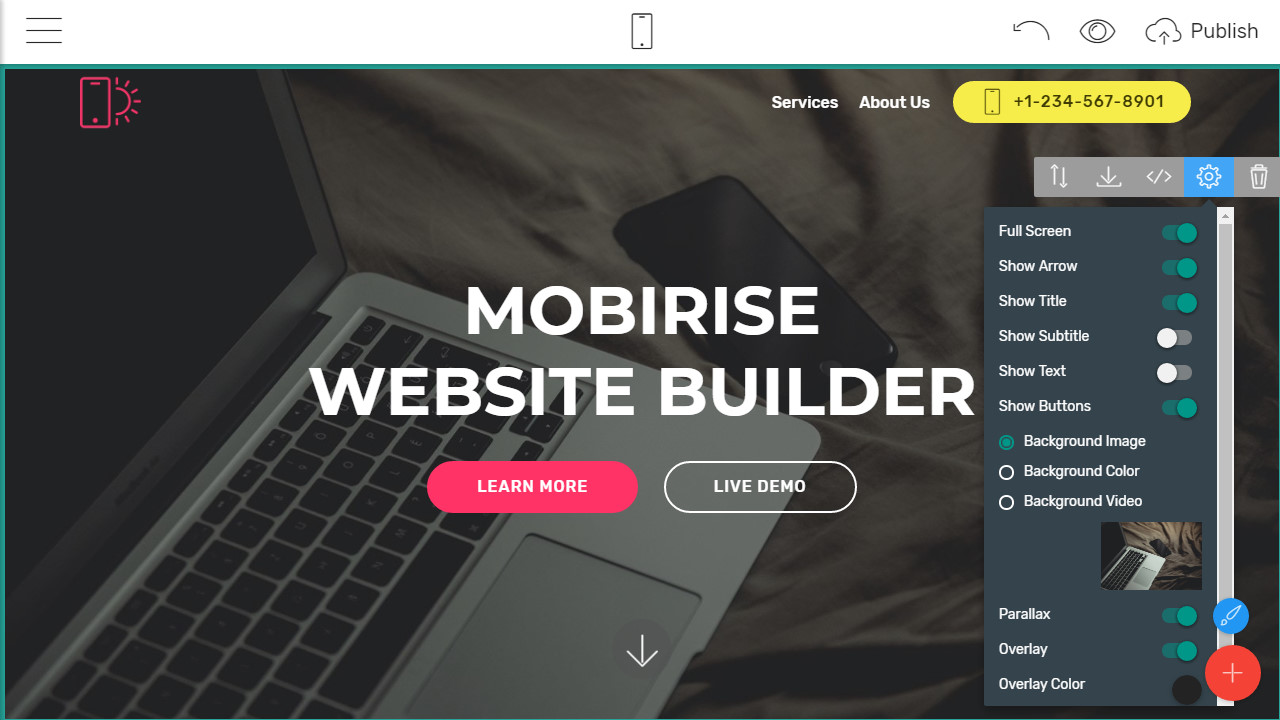 one-page website template creator