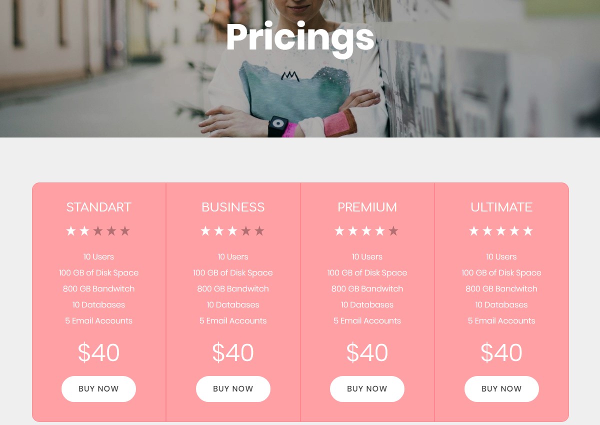 Pricing Table 