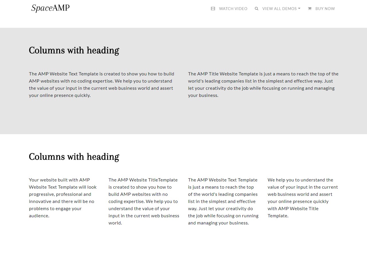 AMP Website Text and Titles Template